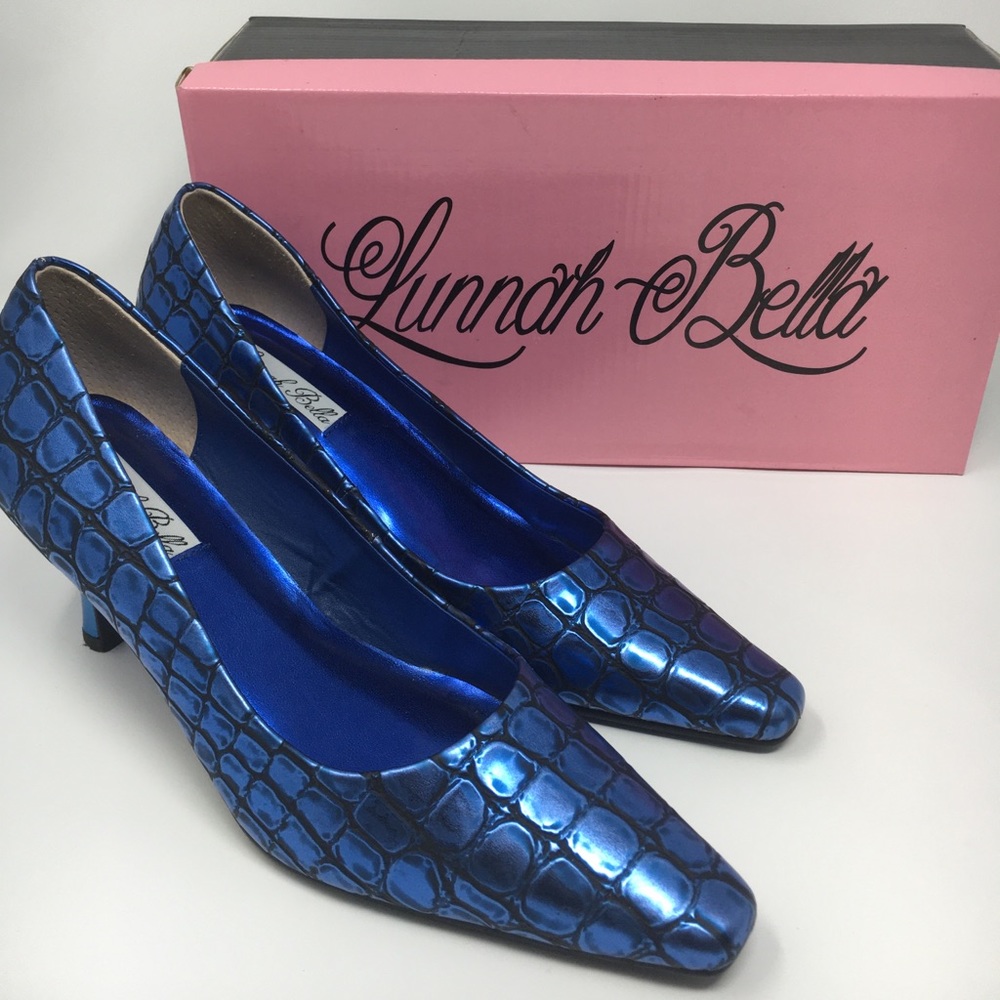 Lunnah Bella shoe Royal Blue Croco 2.5 Inches Heel